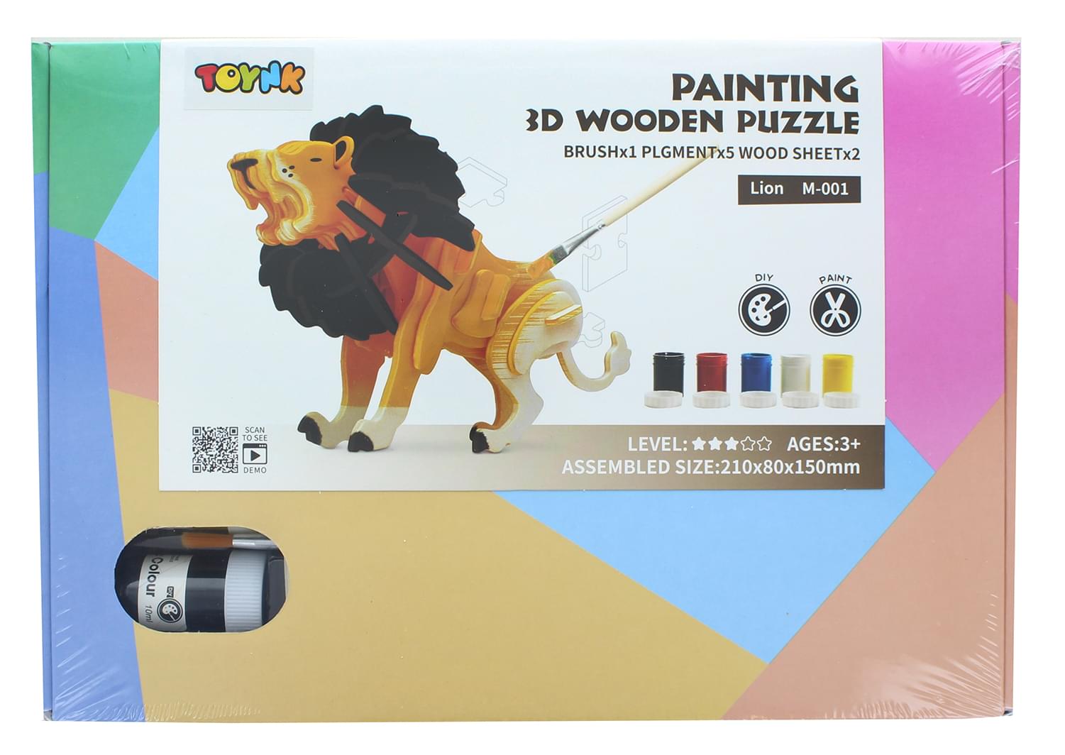 3D Wooden Lion Puzzle for Adults - DIY Wooden Animal Painting Kit - Creative Home Decor & Gift Idea for Puzzle Lovers (Perfect for Stress Relief & Wall Art)