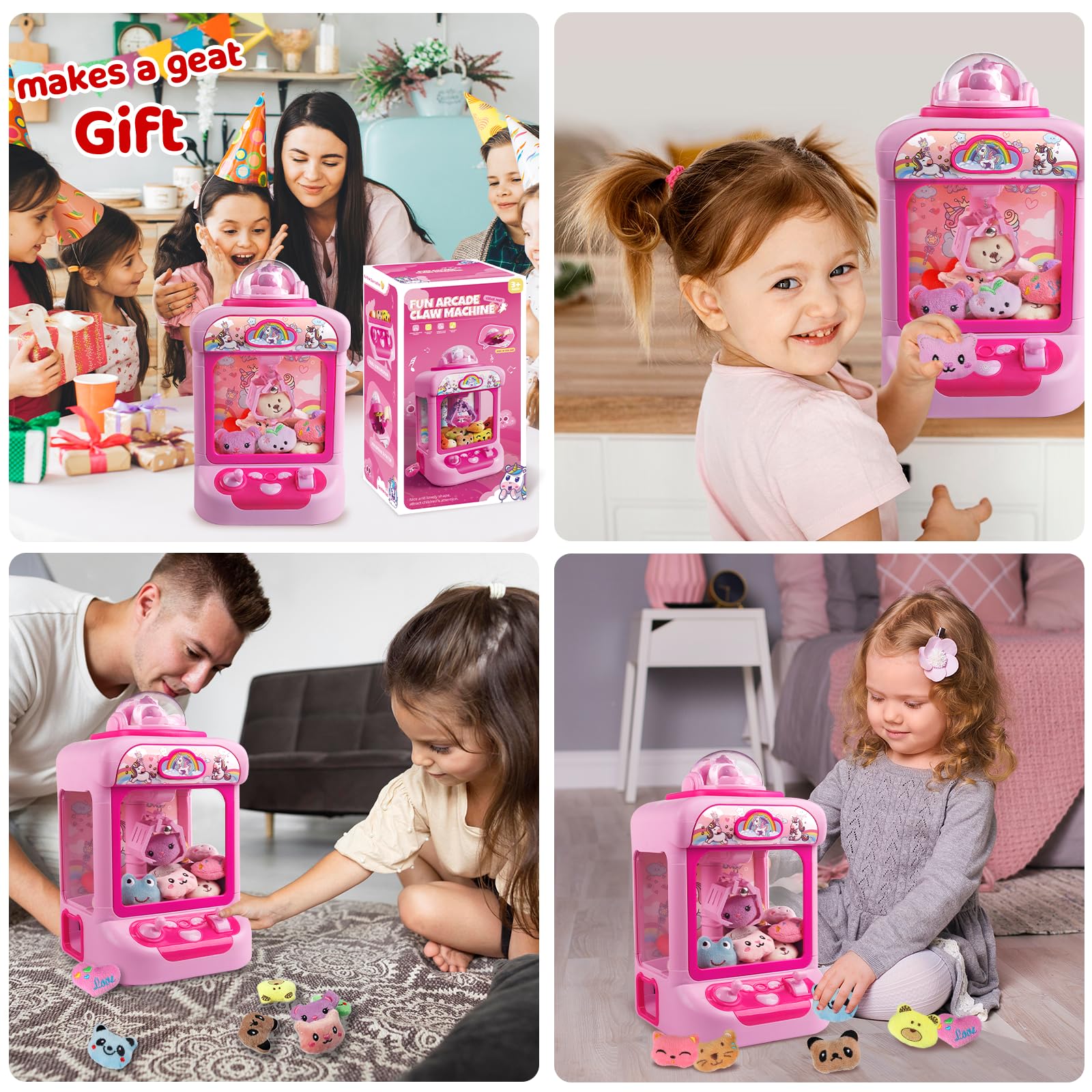 **TingingYuli Unicorn Claw Machine for Kids - Mini Candy Grabber & Prize Dispenser Toy with 20 Plush Toys - Fun Electronic Arcade Game for Girls & Boys - Perfect for Christmas, Easter & Birthday Gifts - Great for Parties, Playrooms & Family Game Nights**