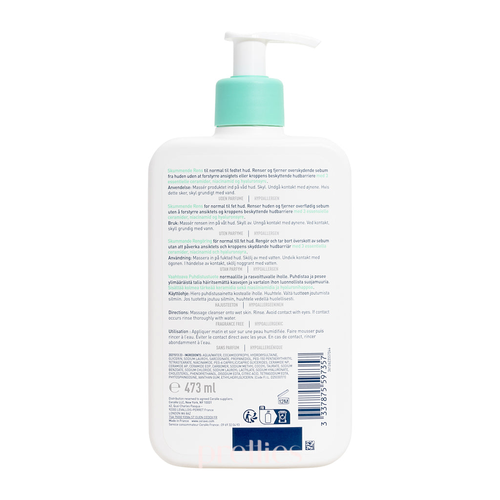 CeraVe Foaming Facial Cleanser 16oz for Normal to Oily Skin | Hydrating & Non-Irritating | Daily Face Wash for Acne-Prone & Sensitive Skin | Morning & Night Skincare Routine