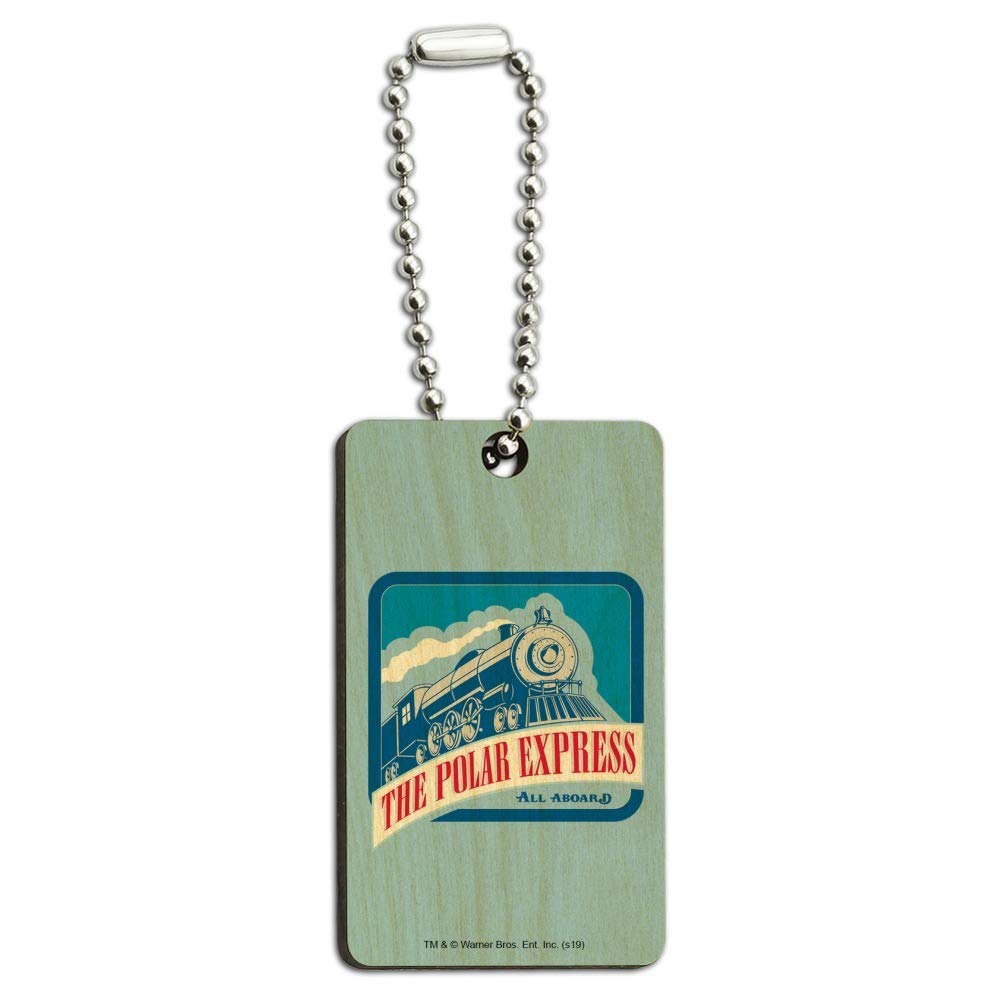The Polar Express All Aboard Wooden Rectangle Keychain - Engraved Train Key Ring Gift for Christmas, Travel & Movie Fans - Perfect for Holiday Gifts, Keychains Collection & Train Enthusiasts