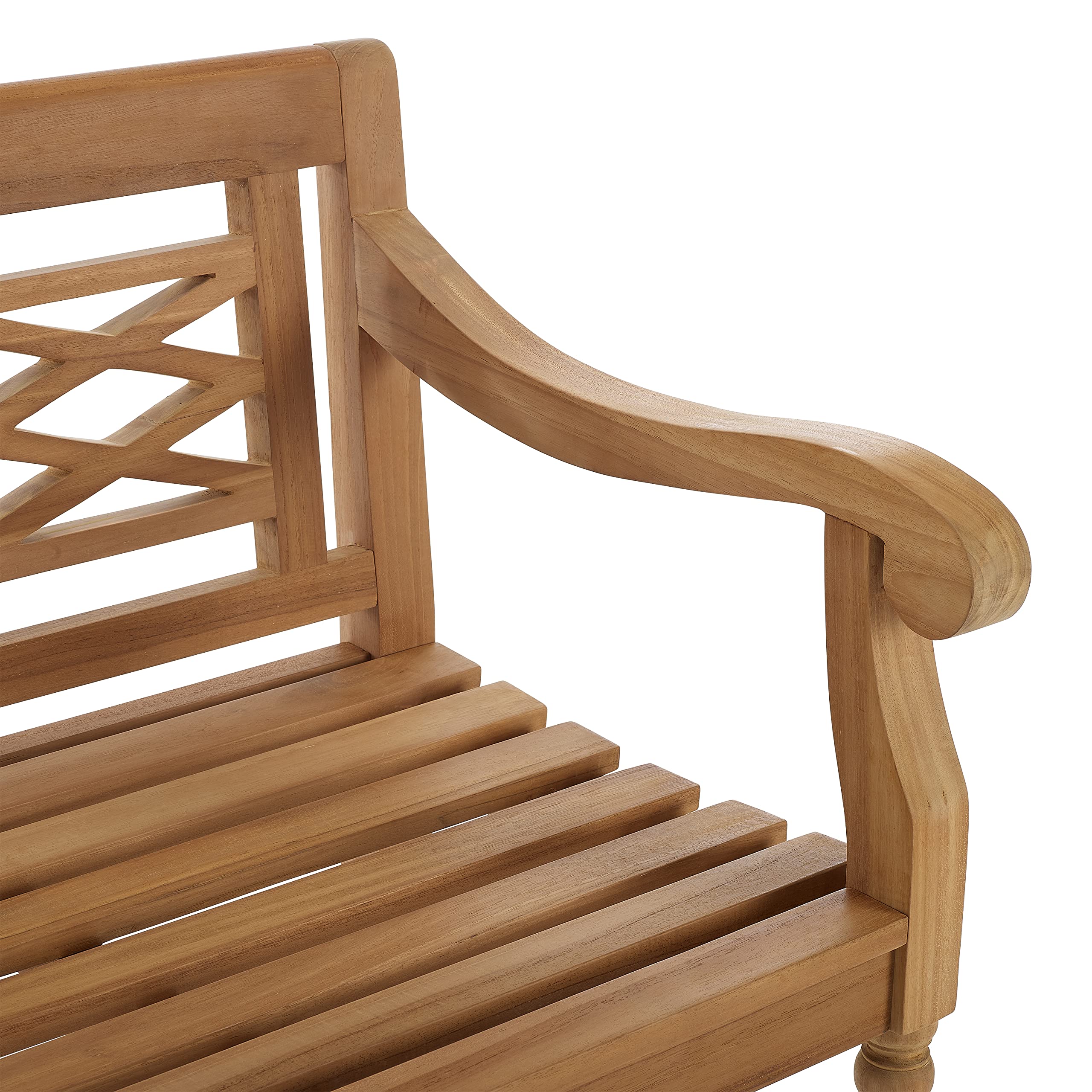 Crosley Olivier 2-Person Teak Wood Indoor Outdoor Bench - Patio, Garden, Porch Furniture - Weather-Resistant Teak Wood Bench for Outdoor Seating & Relaxation