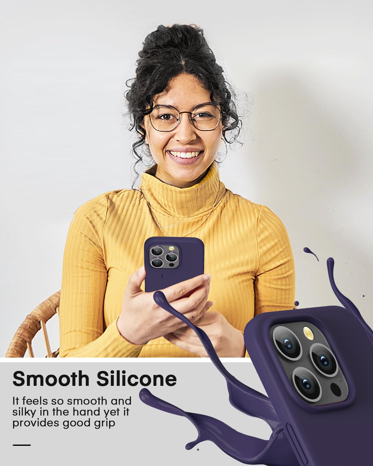 Kimguard Magnetic Silicone Case for iPhone 15 Pro Max (6.7 inch 2023) - Magsafe Compatible, Microfiber Lining, Dark Purple - Perfect for Daily Protection & Wireless Charging