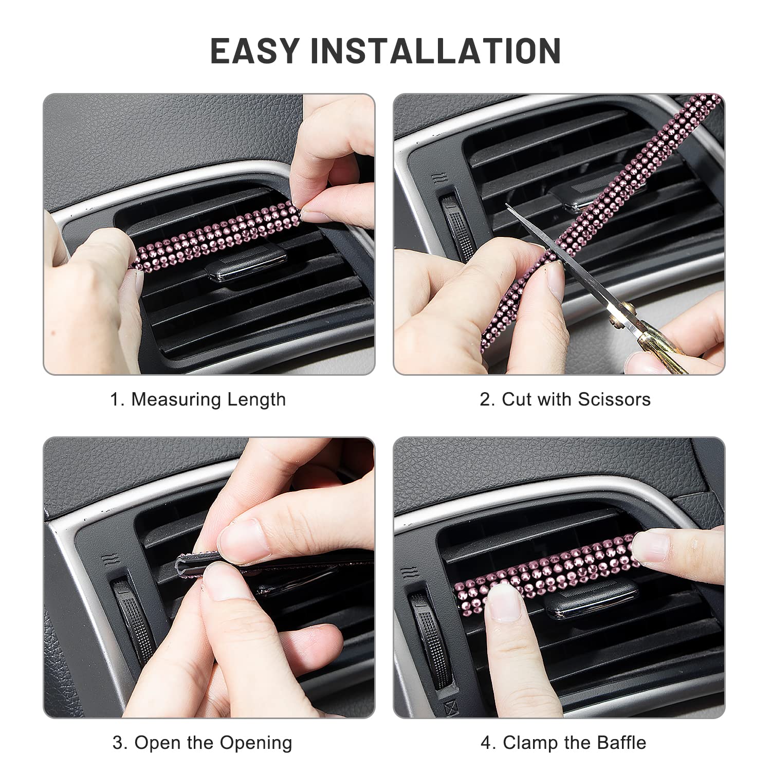 10PCS Rhinestone Bling Car Vent Outlet Trim - Sparkling Air Conditioner Vent Cover Decor, Pink Car Interior Accessories for Women | Perfect for Sedan, SUV & Luxury Car Styling