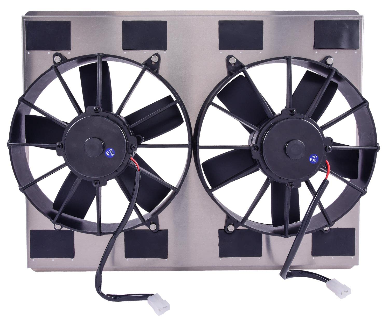 JEGS 53520 High Performance Dual Electric Cooling Fans with Aluminum Shroud - 11 Inch Diameter - Perfect for Automotive Radiator Cooling & Engine Temperature Control