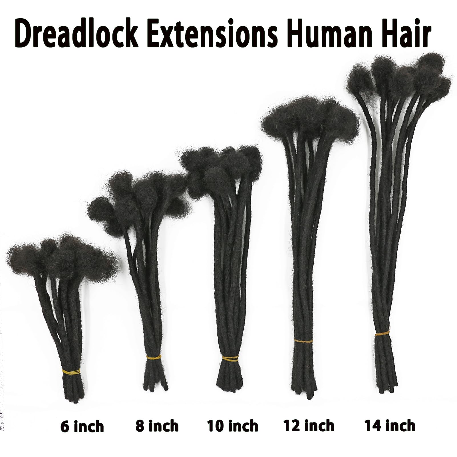 6 Inch Permanent Human Hair Loc Extensions - 70 Strands 0.4cm Real Dreadlocks for Men, Women & Kids - Dyeable, Bleachable & Curlable - Perfect for Protective Styles, Natural Hair Growth & Fashion Looks