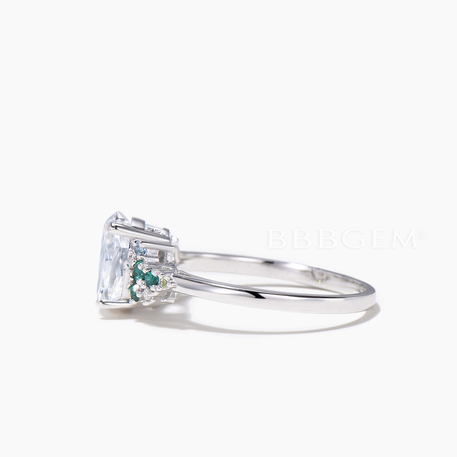 Oval Cut Moissanite Engagement Ring - Emerald Cluster Multi Stone Wedding Band for Women | Perfect for Proposals, Anniversaries & Special Occasions