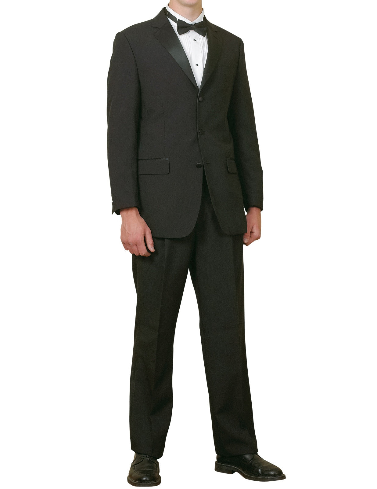 Men's 5-Piece Tuxedo Suit Set with Jacket, Pants, Dress Shirt, Bow Tie & Cummerbund - Formal Wedding, Prom & Black Tie Event Attire