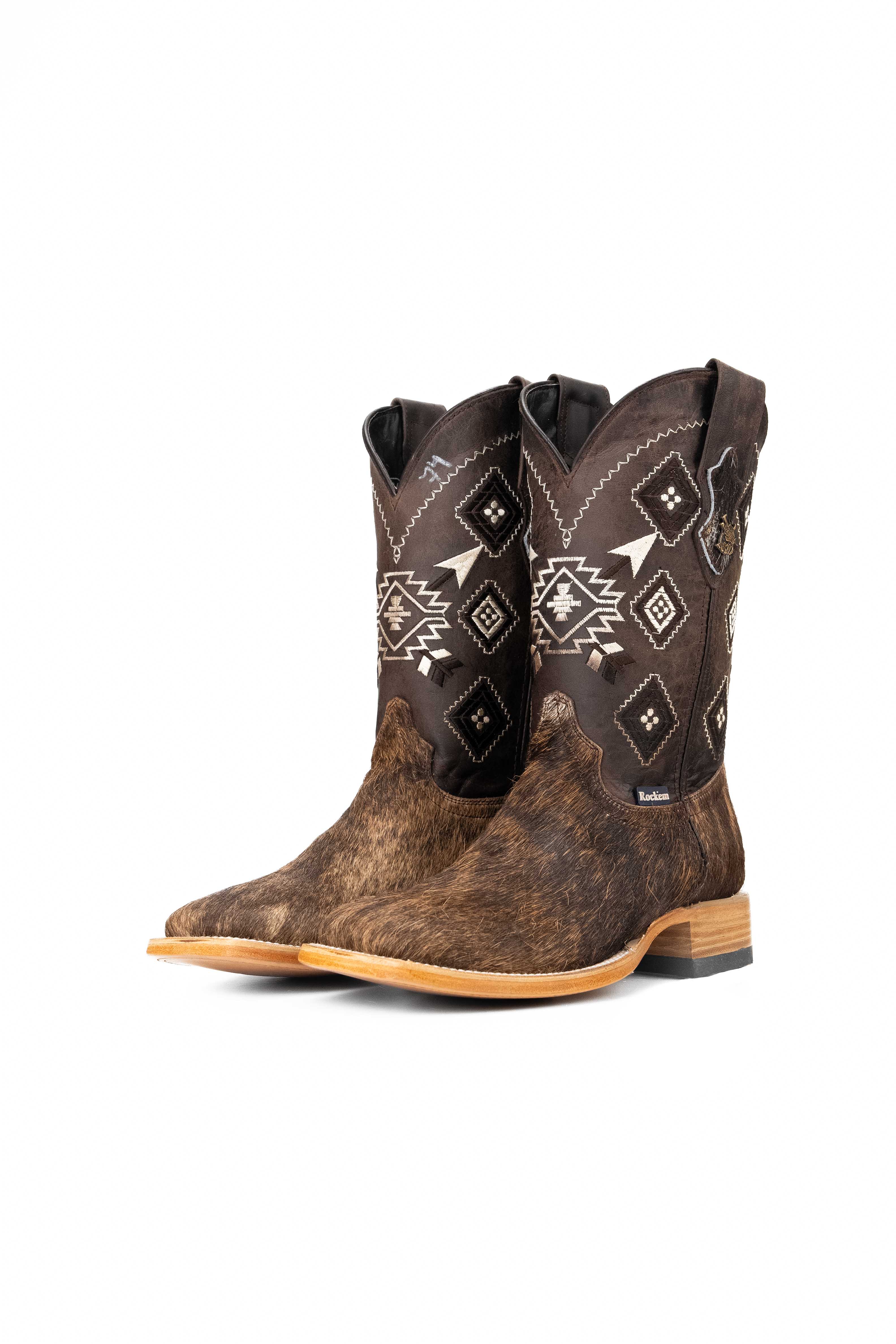 Authentic Men's Cowhide Square Toe Cowboy Boots - Size 8 (US) - Premium Quality Western Boots for Rodeo, Country Dancing & Outdoor Adventures
