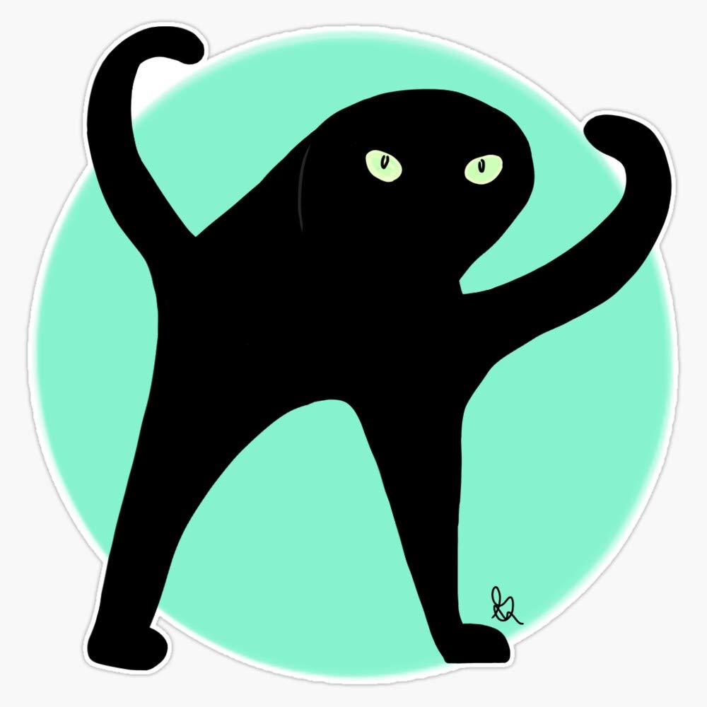 Funny Cursed Cat Meme Vinyl Sticker - 5 Inch Waterproof Decal for Laptop, Car Bumper, Phone & Notebook - Hilarious Internet Meme Gift for Cat Lovers