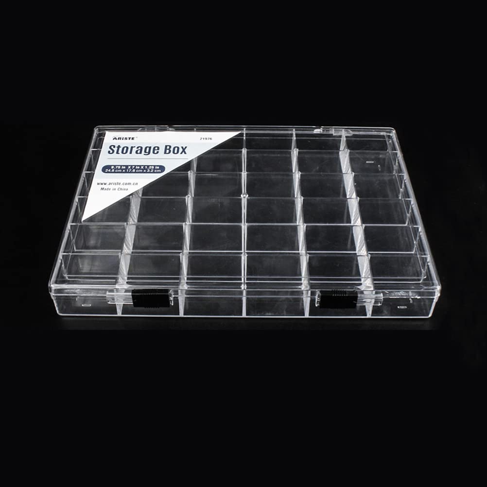 36 Grids Clear Plastic Organizer Box - 2 Pack | Beads, Jewelry & Craft Storage Container | DIY Art Supplies, Fishing Tackle & Rock Collection Organizer | Perfect for Craft Rooms, Workshops & Travel Organization