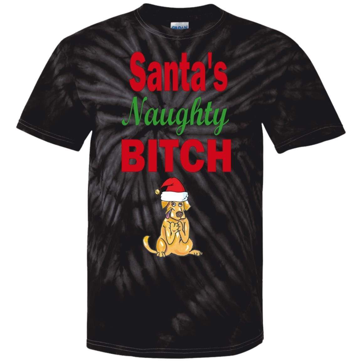 Santa's Naughty Bitch Tie Dye T-Shirt for Women | Funny Christmas Party Outfit | Holiday Gift for Her | Casual Wear & Festive Occasions