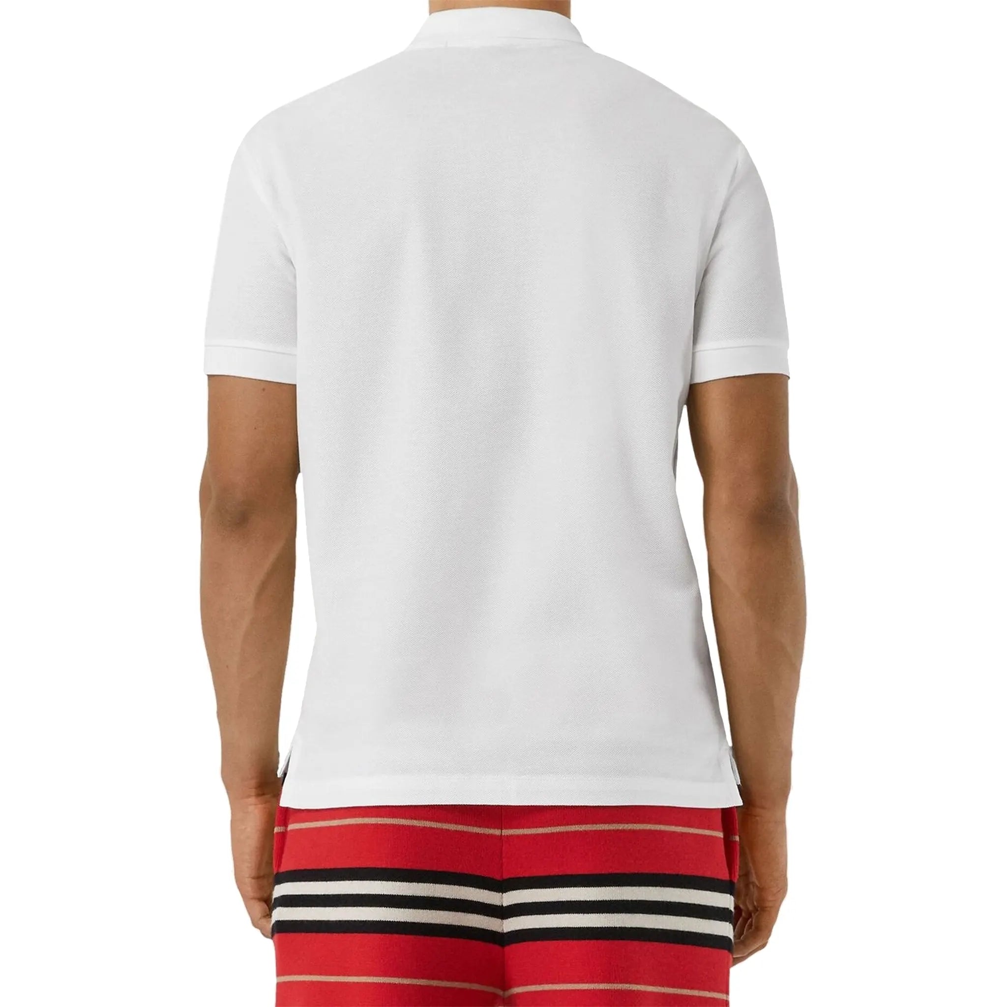 Burberry Eddie Logo Pique Cotton White Polo Shirt for Men - Classic Luxury Casual Wear for Golf, Office & Summer Outfits