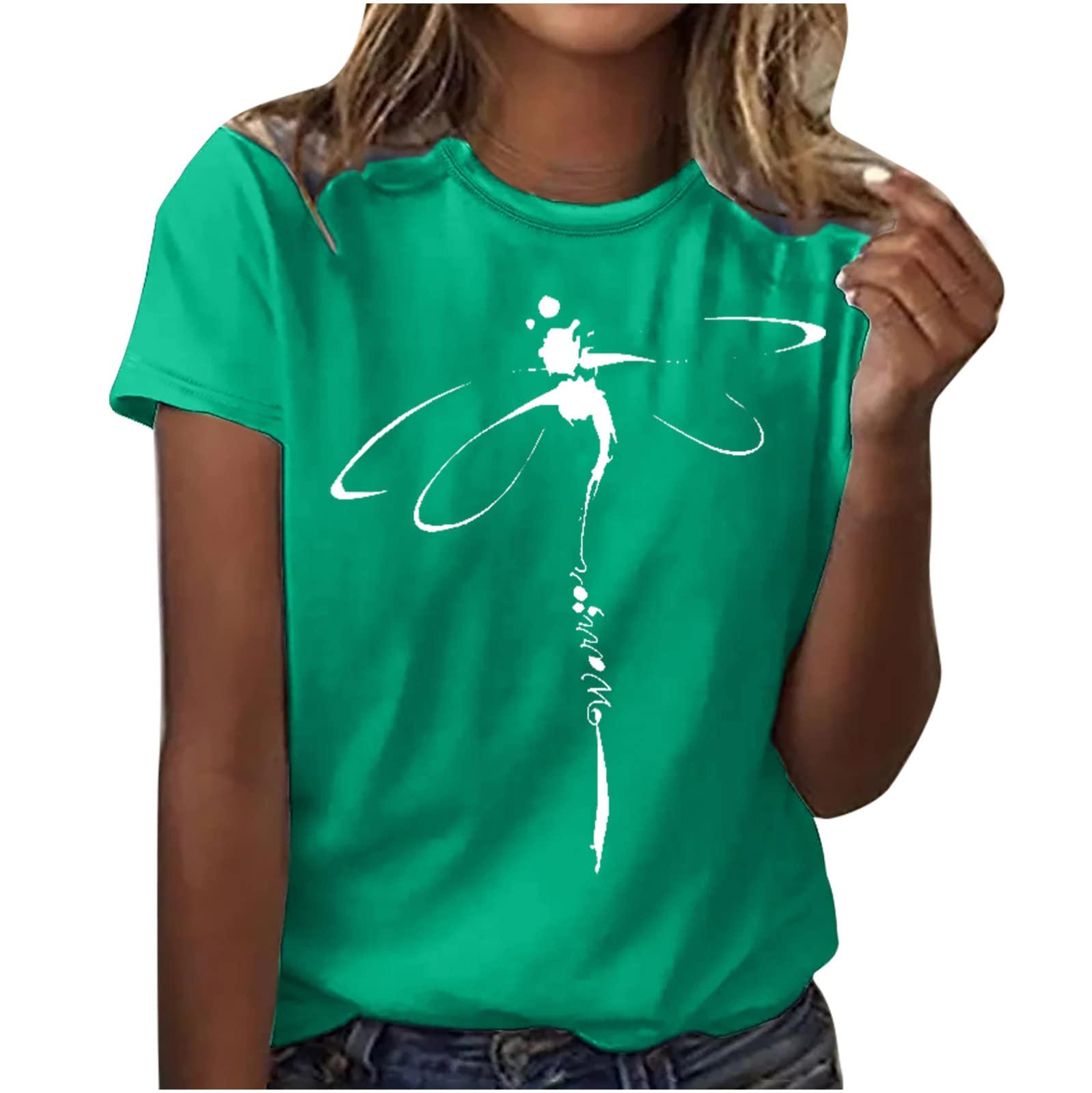 Stylish Women's Summer Graphic T-Shirts - Short Sleeve Casual Round Neck Loose Fit Blouse for Everyday Wear | Perfect for Beach Outings, Weekend Errands & Summer Vacations