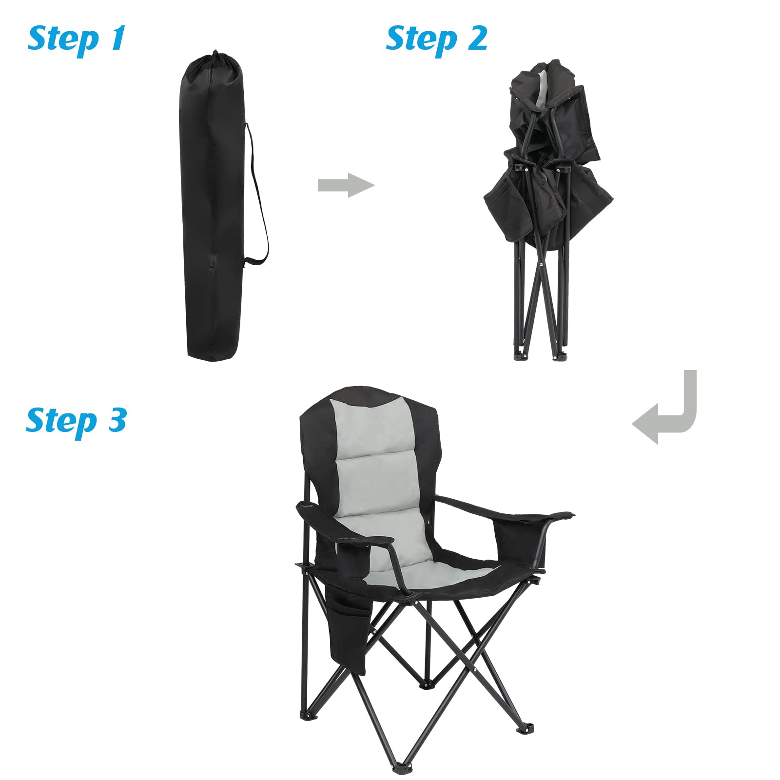 **Ochine Heavy Duty Camping Chair - Portable Folding Chair Supports 230 lbs, Compact & Lightweight for Backpacking, Hiking, Beach, Picnic - Perfect for Outdoor Adventures, Travel, and Relaxation**
