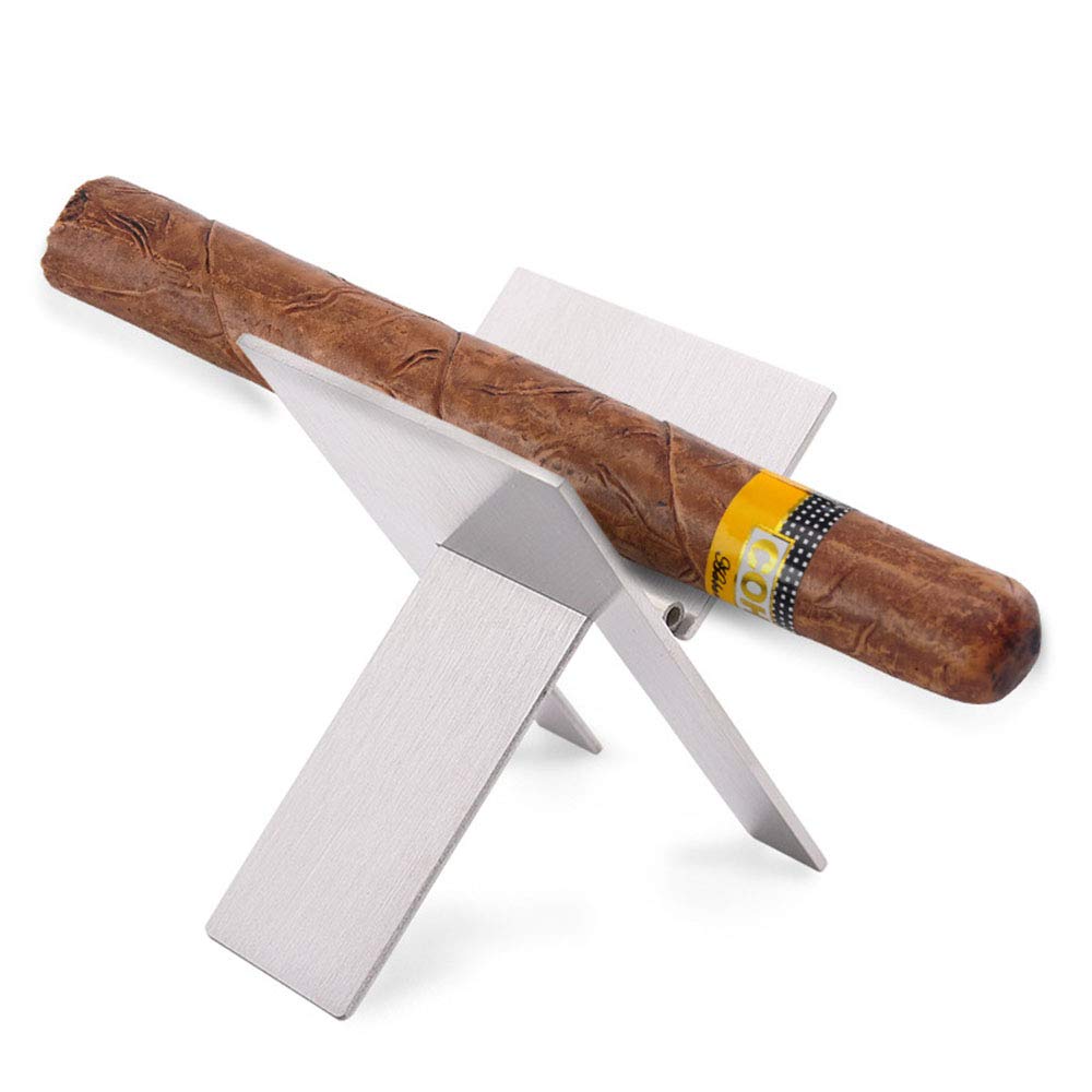 Premium Stainless Steel Foldable Cigar Holder Stand - Portable Pocket Size Cigar Rack & Cigarette Display Stand (Silver) - Perfect for Travel, Home Bars, and Outdoor Smoking Accessories