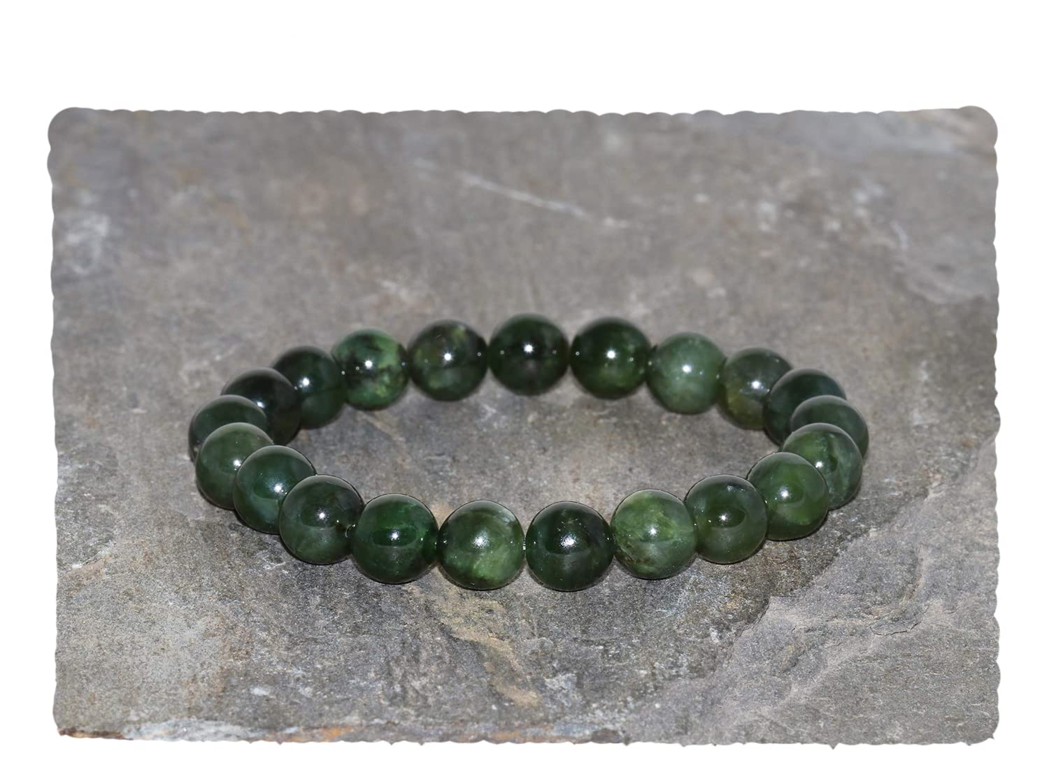 8mm AA Grade Natural Dark Green Jadeite Beaded Bracelet - Genuine Green Jade Gemstone Stacking Bracelet for Women, Meditation & Healing Jewelry