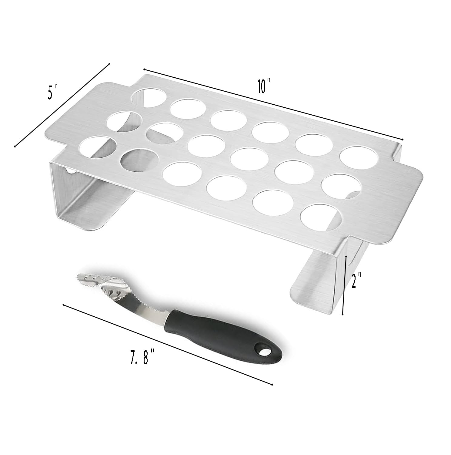 Stainless Steel Jalapeno Grill Rack with Corer Tool - 18 Hole BBQ Jalapeno Popper Holder & Drumstick Chicken Wing Roaster for Smoker, Oven - Perfect for Backyard Grilling, Tailgating & Outdoor Cooking