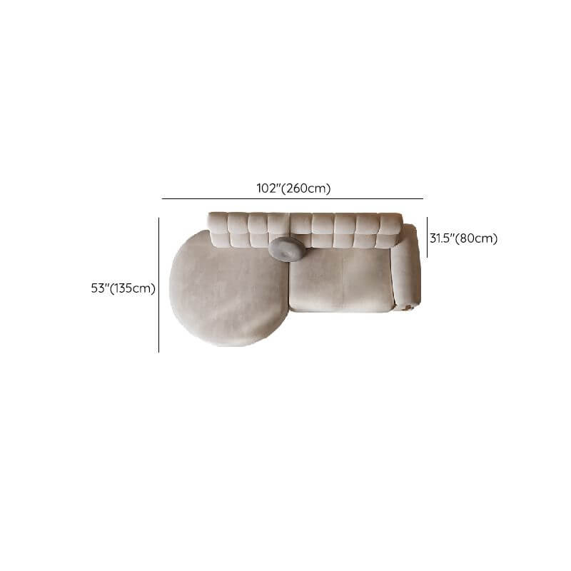 L-Shaped Sectional Sofa with Chaise Lounge, Channel Tufted Back, Soft White Polyester Blend Fabric, Seats 5, Round Arms & Hidden Support - Perfect for Living Room, Family Room or Home Theater