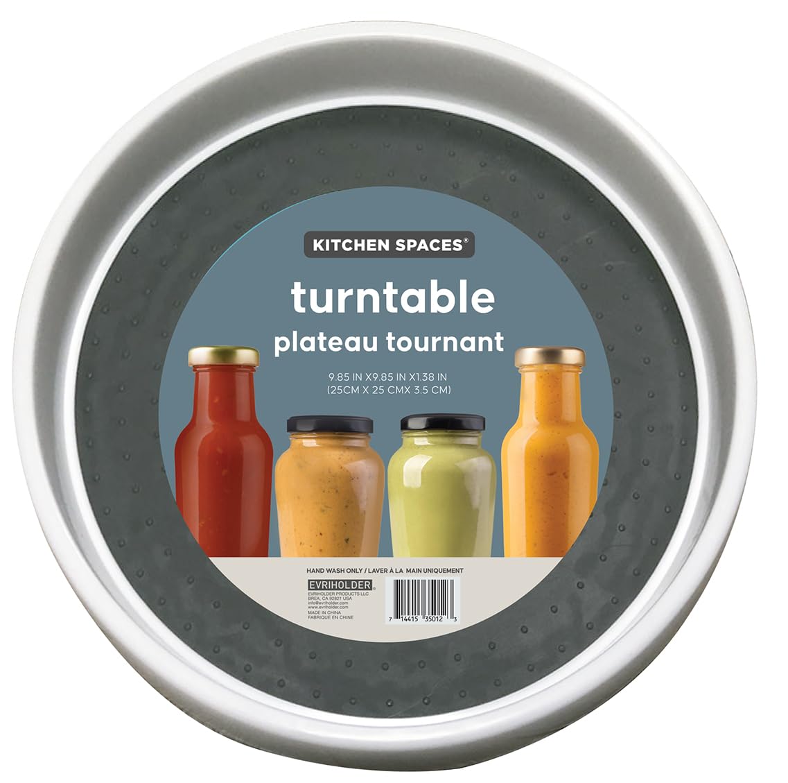 Non-Slip Lazy Susan Turntable Organizer for Kitchen Pantry & Cabinet - Gray Standard Size (3061A12-AMZ) - Perfect for Spice Storage, Condiment Organization & Easy Access to Kitchen Essentials
