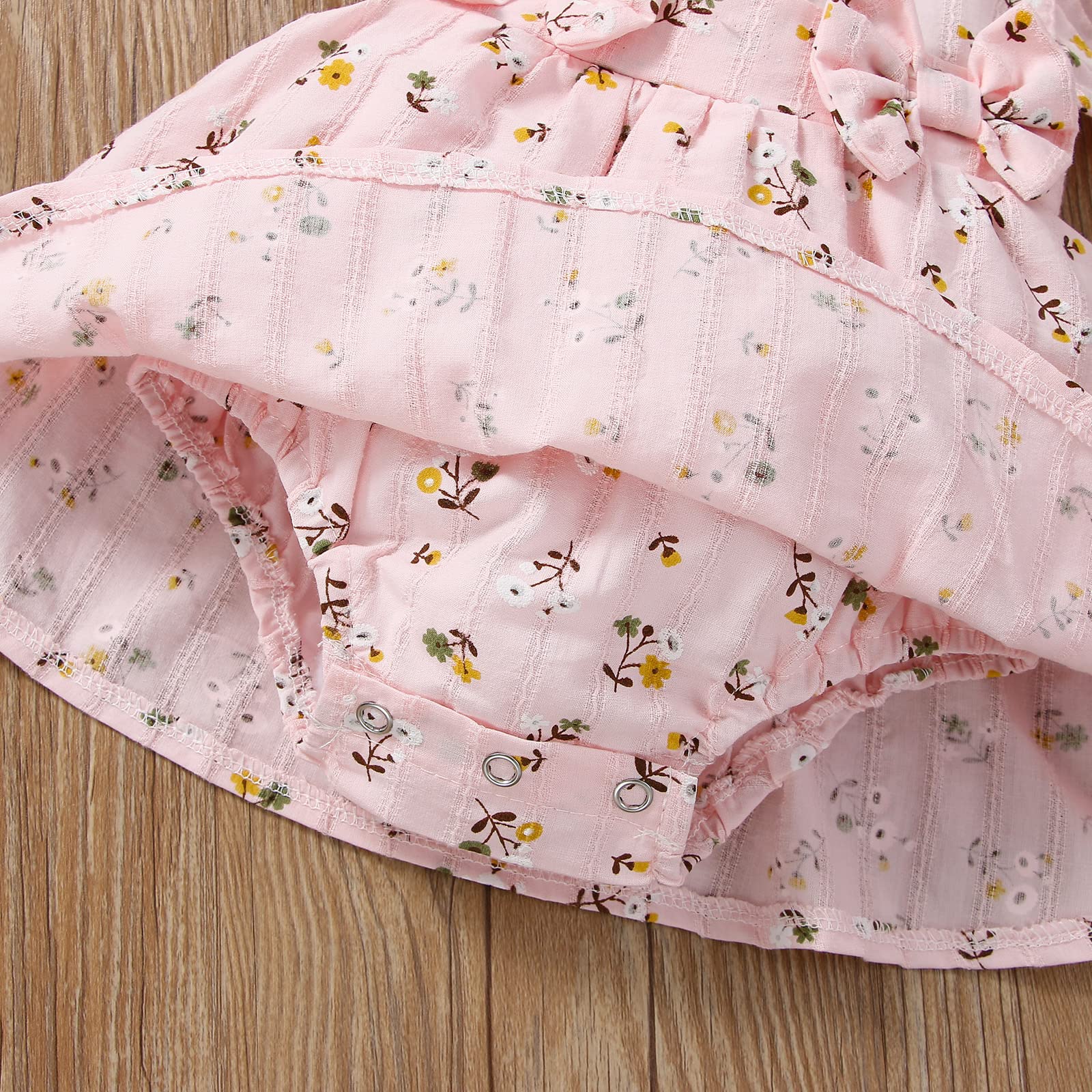 Newborn Baby Girl Romper Dress with Bow Floral Print - One-Piece Bodysuit Summer Outfit | Perfect for Photoshoots, Parties & Daily Wear