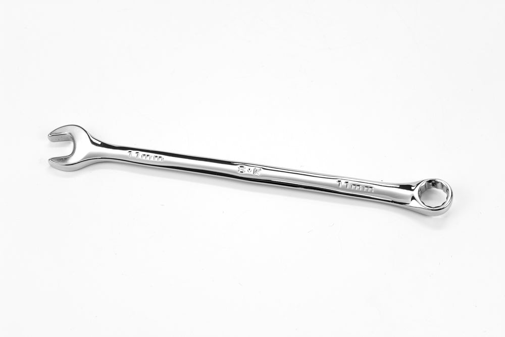 11mm 12-Point Metric Long Combination Chrome Wrench - Professional Automotive & Industrial Tool for Tight Spaces