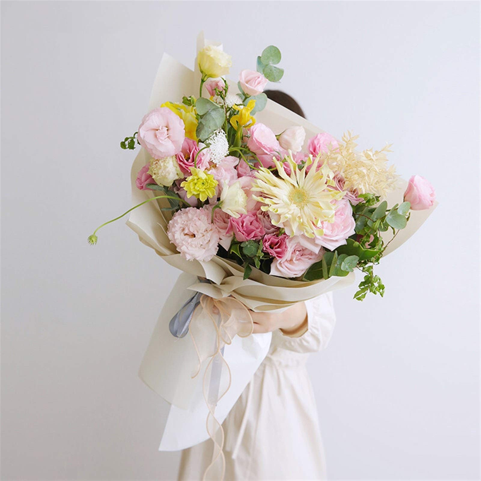 DUOER 20pcs Waterproof Flower Wrapping Paper 60x60cm - Korean Style for Bouquets & Roses (Gift Wrapping)