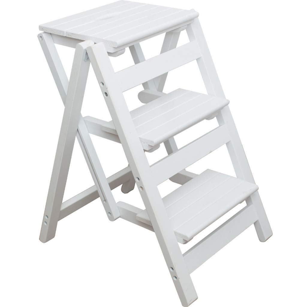 KAZUP Wooden Step Stool for Adults - Foldable Kitchen Step Ladder with Wide Pedal - Non-Slip Indoor Climbing Stool for Home, Bathroom, and Pantry Organization - Perfect for Reaching High Shelves and Cabinets