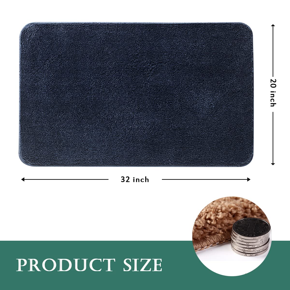 20x32 Inch Plush Microfiber Bath Mat - Super Absorbent Non-Slip Shower Rug | Machine Washable Soft Shaggy Bathroom Carpet for Bath Tub & Vanity Area (Yellow)