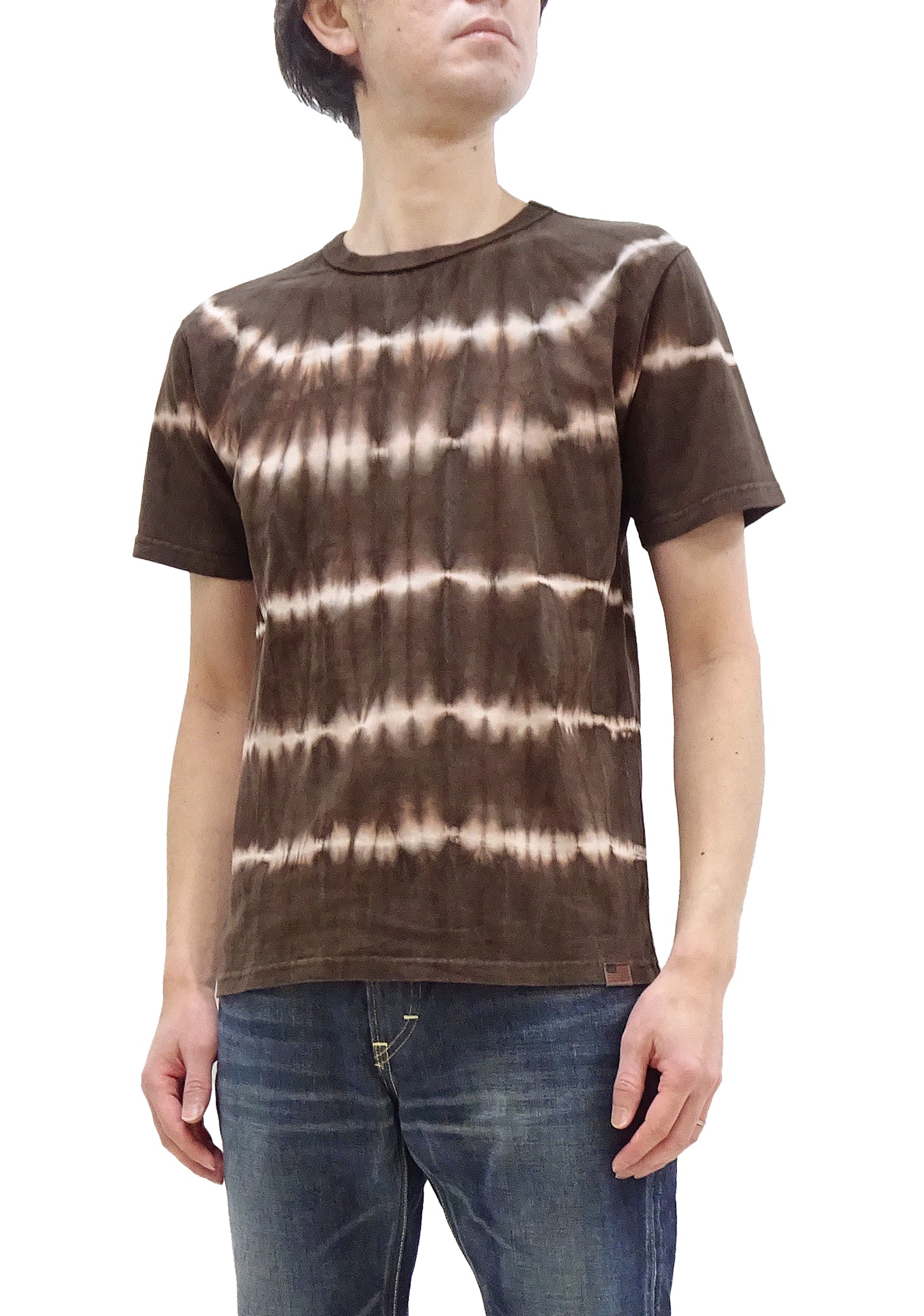 Studio D'artisan Men's Tie Dye T-Shirt - Natural Amami Dorozome Dye Short Sleeve Tee (8094B, Brown) - Perfect for Summer Casual Wear & Beach Outfits