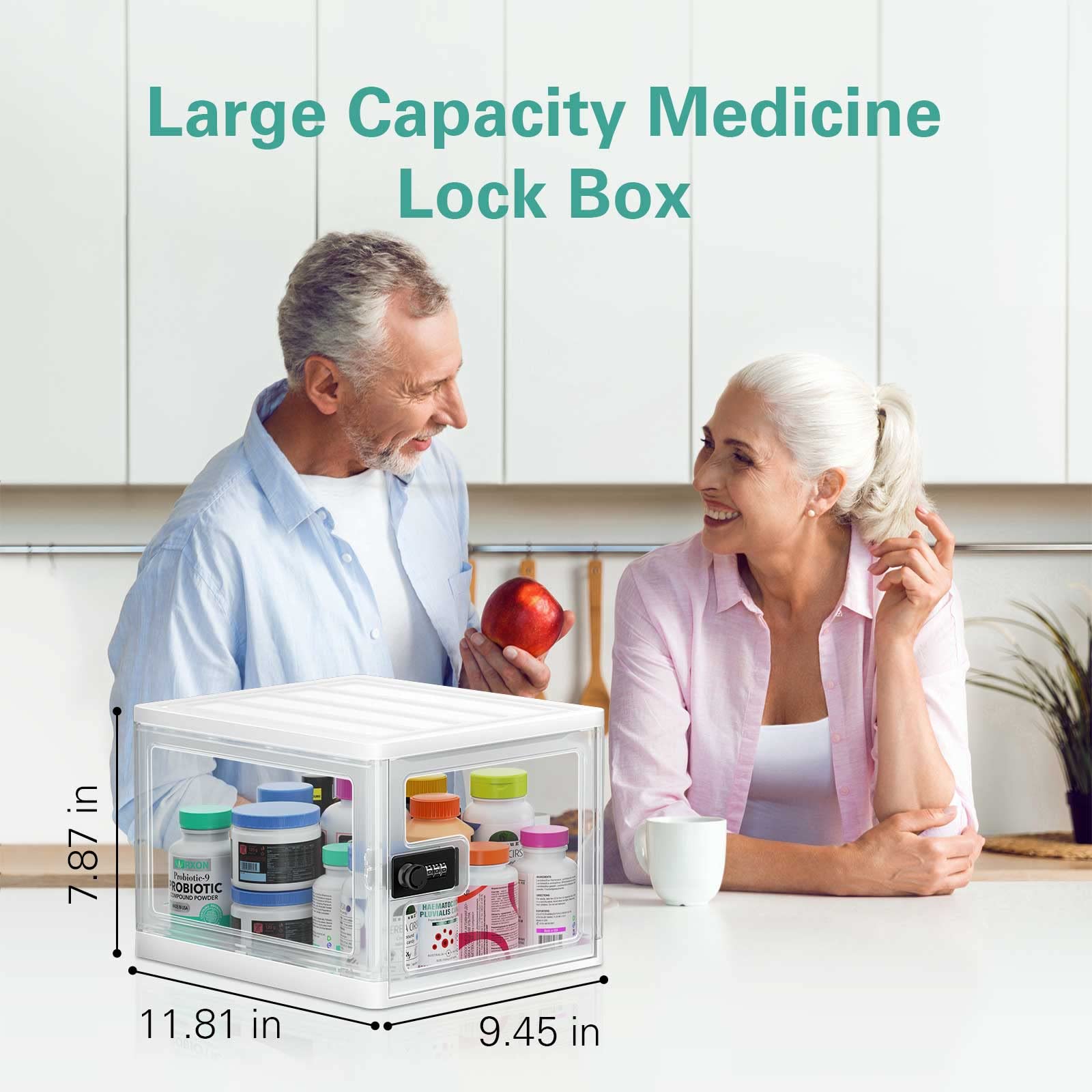 DEPAD Lockable Medicine Storage Box - Secure Safe Box for Medications & Personal Items with Key Lock - Ideal for Home, Office, and Refrigerator Use