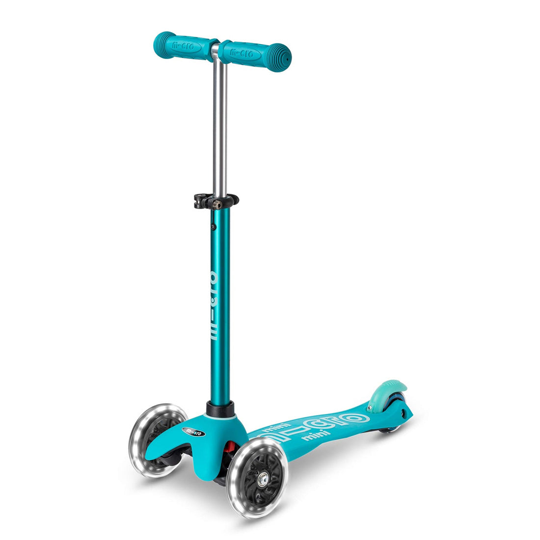 Micro Mini Deluxe 3-Wheel LED Scooter for Kids - Aqua Blue | Light-Up Wheels, Adjustable Handlebar | Perfect for Neighborhood Rides, Park Adventures & Indoor Play