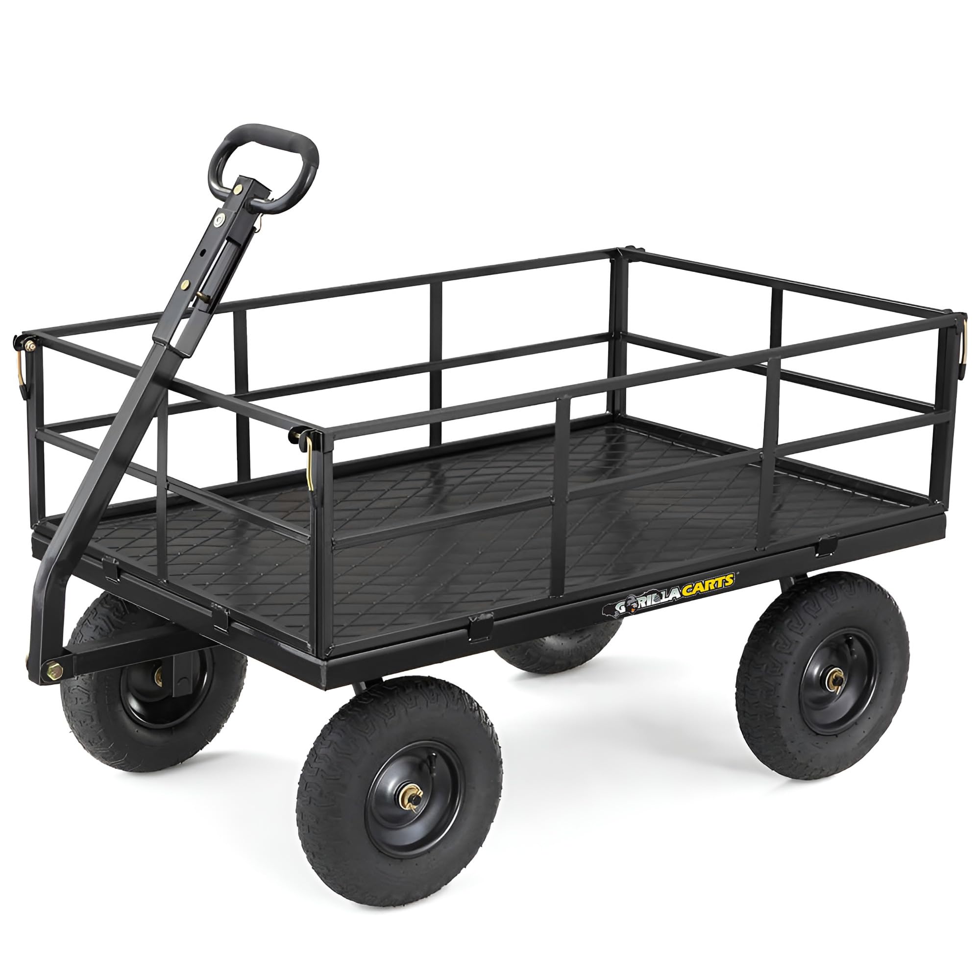 Heavy Duty Gorilla Carts Utility Wagon - 1200 LB Capacity All Terrain Garden Cart for Outdoor Work, Landscaping & Yard Hauling - Black