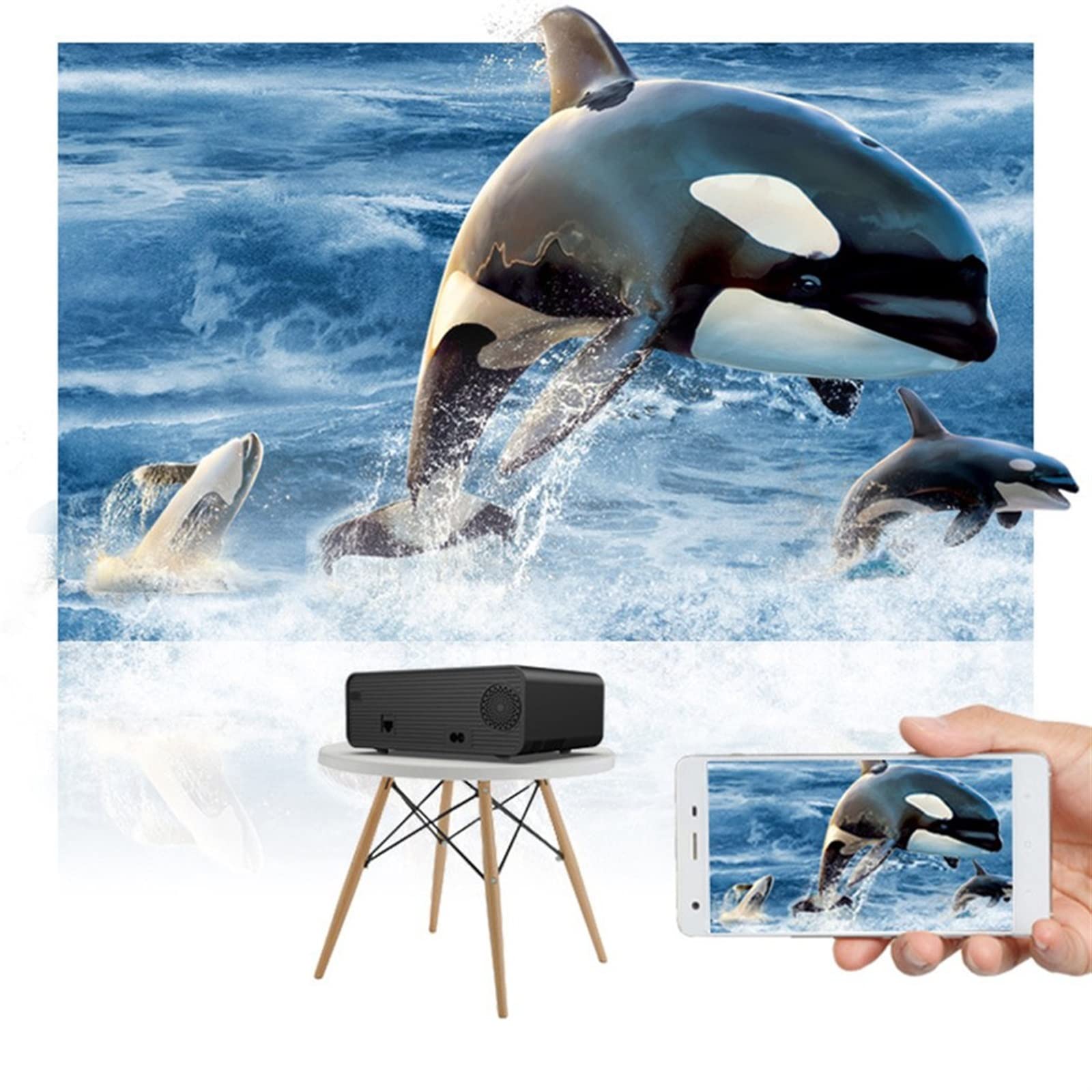 SVIOR 1080P HD Portable Projector - Wireless WiFi Bluetooth Home Theater Video Projector for iPhone Android Smartphone - US Plug (Perfect for Movie Nights, Gaming & Outdoor Camping)