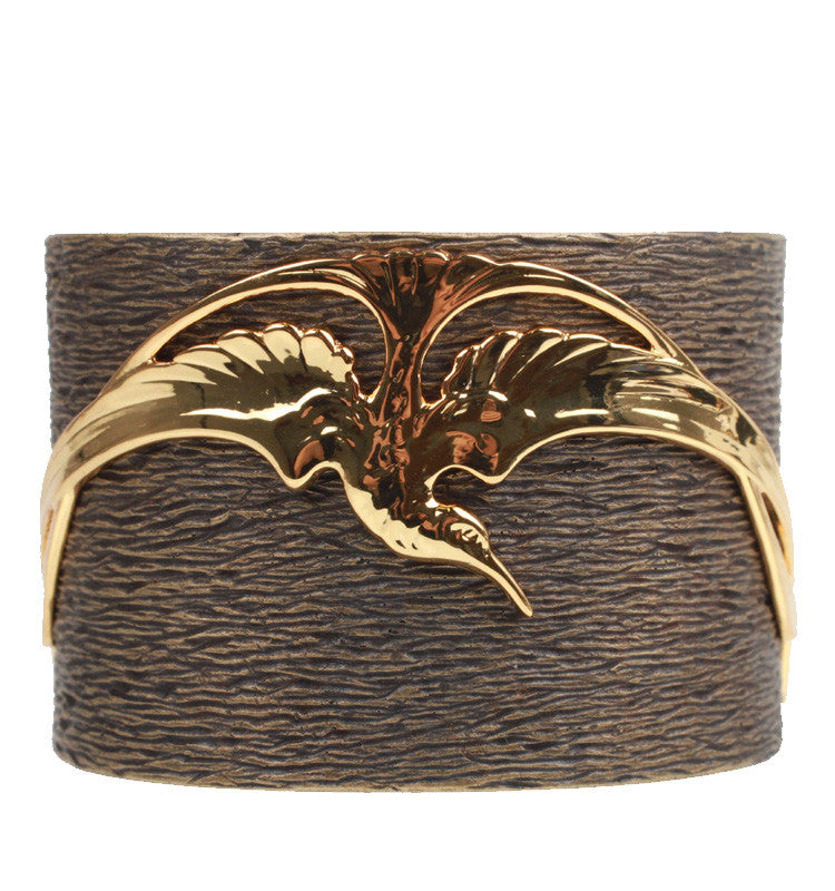 Ileana Makri Bird Cuff - Elegant Gold-Tone Bird Design Bangle Bracelet for Women | Perfect for Parties, Weddings & Special Occasions