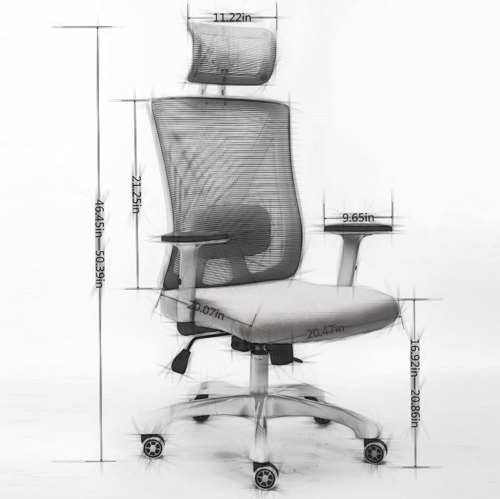 Ergonomic Office Chair with Lumbar & Neck Support - Adjustable Mesh High Back Desk Chair with Padded Seat - Comfortable Computer Task Chair for Women & Adults (Green) - Perfect for Home Office, Gaming & Workspaces