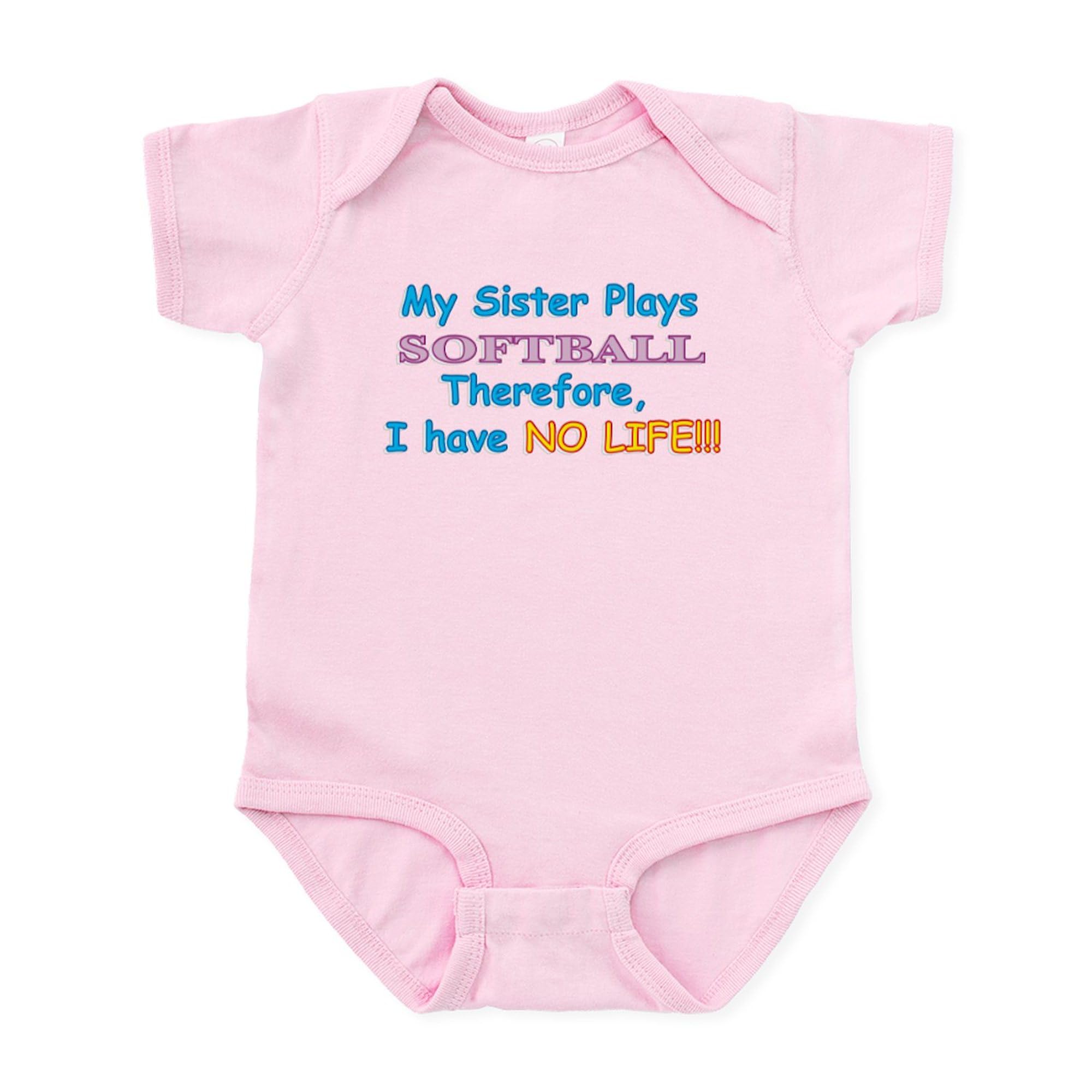 My Sister Plays Softball Baby Bodysuit - Cute Infant Romper for Girls & Boys - Perfect for Game Day, Family Photos & Playtime