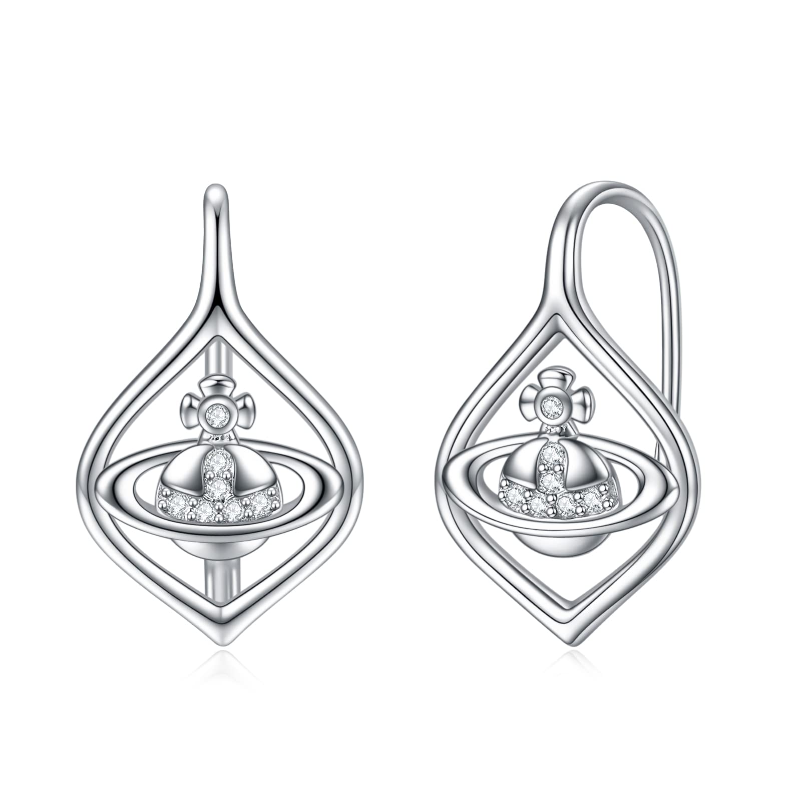 WINNICACA Sterling Silver Leverback Dangle Drop Hoop Earrings for Women | Elegant Fashion Jewelry Gift for Birthday, Anniversary & Special Occasions | Perfect for Parties, Weddings & Everyday Wear
