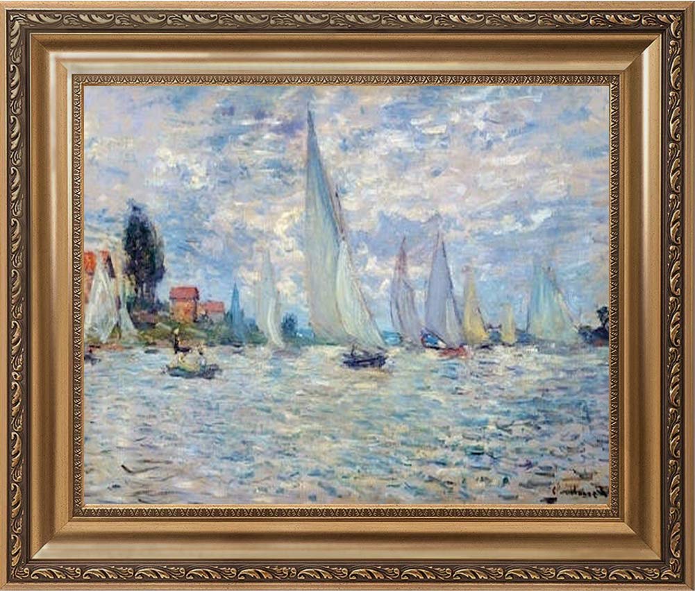 Claude Monet Wall Art Reproduction - Water Lily Pond & Japanese Bridge Canvas Painting - Framed Ready to Hang for Living Room, Bedroom & Office Decor