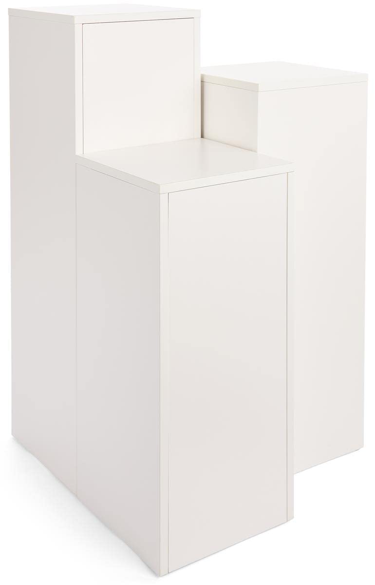 White Floor Pedestal Display Stands 3-Piece Set - Durable Particle Board with Melamine Finish (WDCUBEWHT03) - Perfect for Retail Stores, Trade Shows & Product Displays