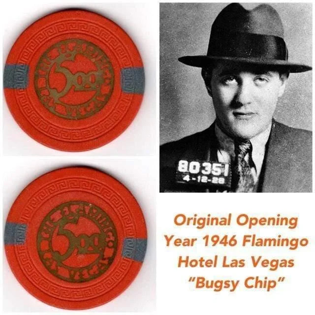 Vintage 1946 Flamingo Hotel Las Vegas $5 Poker Chip - Bugsy Siegel & Meyer Lansky Mafia Memorabilia - Perfect for Casino Collectors & History Enthusiasts