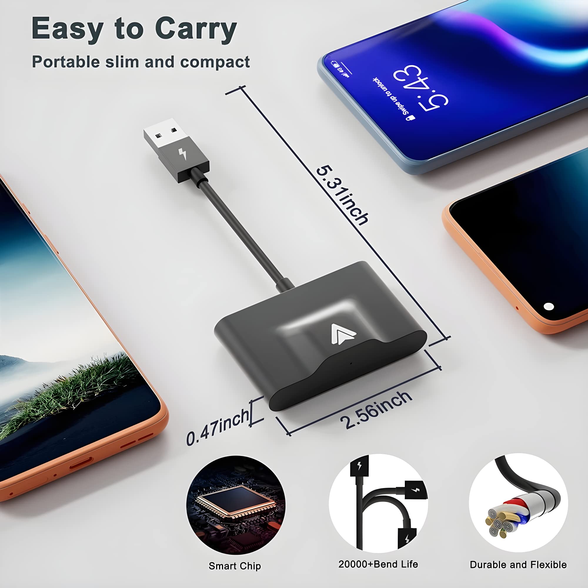 Ramay Wireless Android Auto Adapter - Plug & Play OEM Factory Wired Android Auto Car Dongle for Android Phones | Converts Wired to Wireless | Easy Setup | Perfect for Commuting, Road Trips & Hands-Free Driving