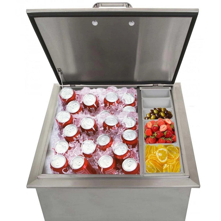 NorCal 260 Series 18 Inch Drop-In Ice Bin Cooler with Condiment Tray - Perfect for Outdoor Parties, BBQs, and Tailgating