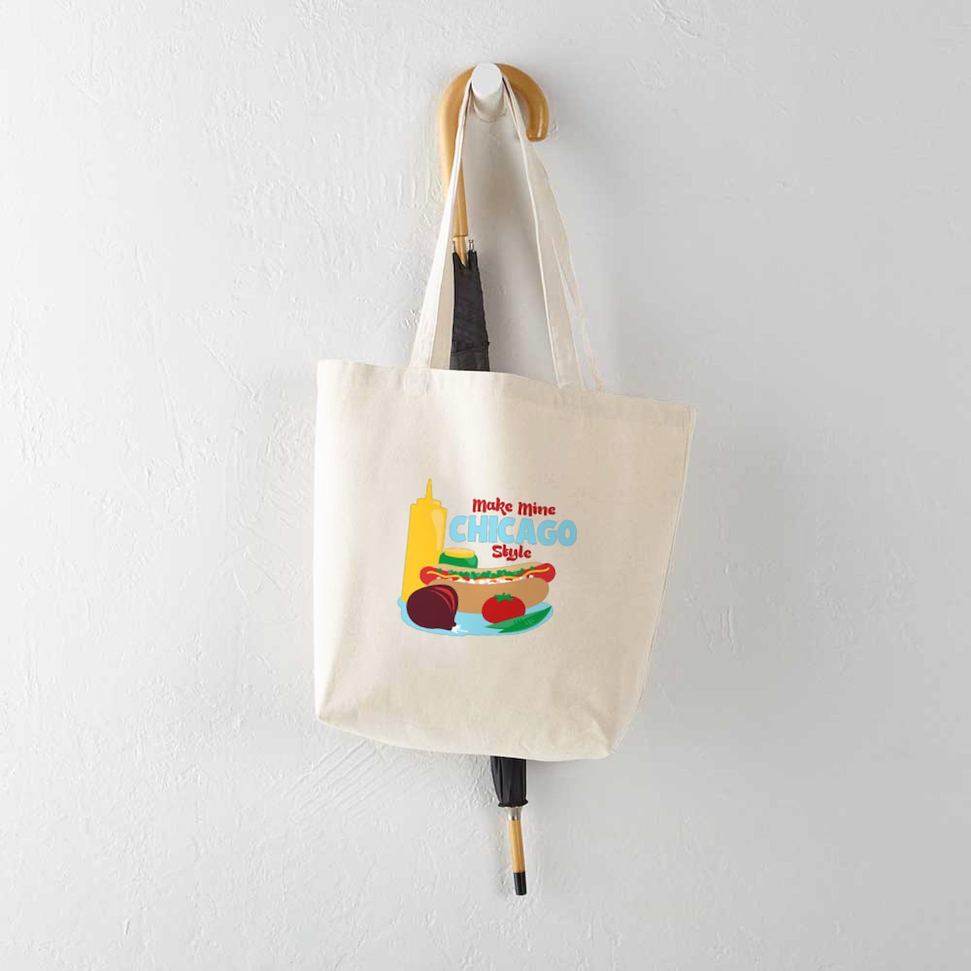 Chicago Style Tote Bag - Natural Canvas Reusable Shopping Bag for Groceries, Beach & Everyday Use | Eco-Friendly & Durable