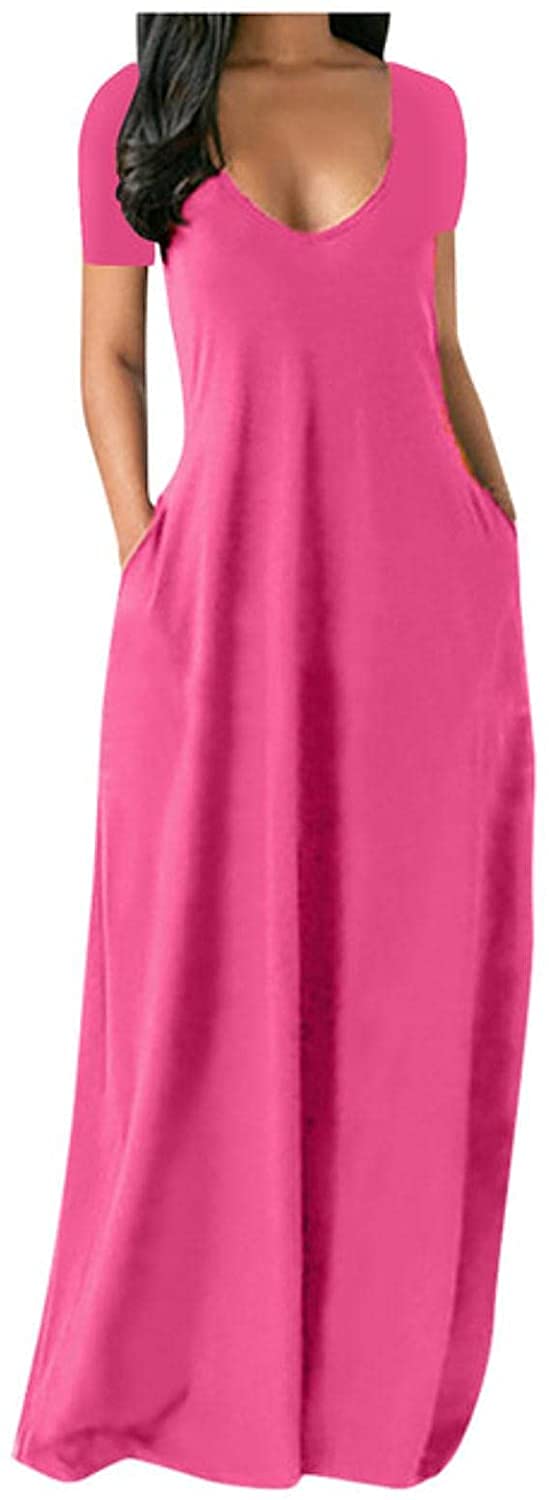 ABSY Women's Summer Maxi Dress - Floral Printed Sundress with Short Sleeves, High Waist Casual Dress for Plus Size Ladies | Perfect for Beach Vacations, Pool Parties and Summer Outings