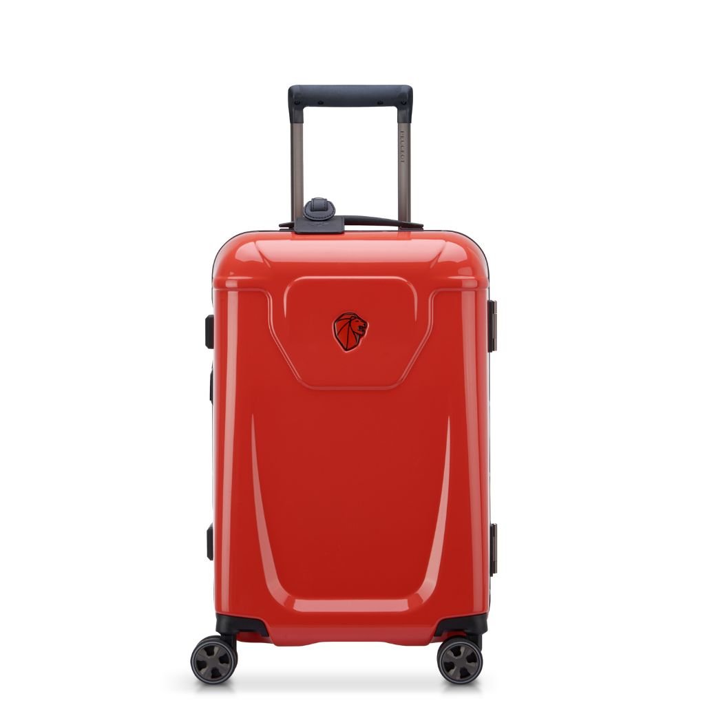 Peugeot Voyages 55cm Zipperless Carry On Luggage - Lightweight Spinner Suitcase with 360° Wheels for Air Travel, Business Trips & Weekend Getaways (Red)