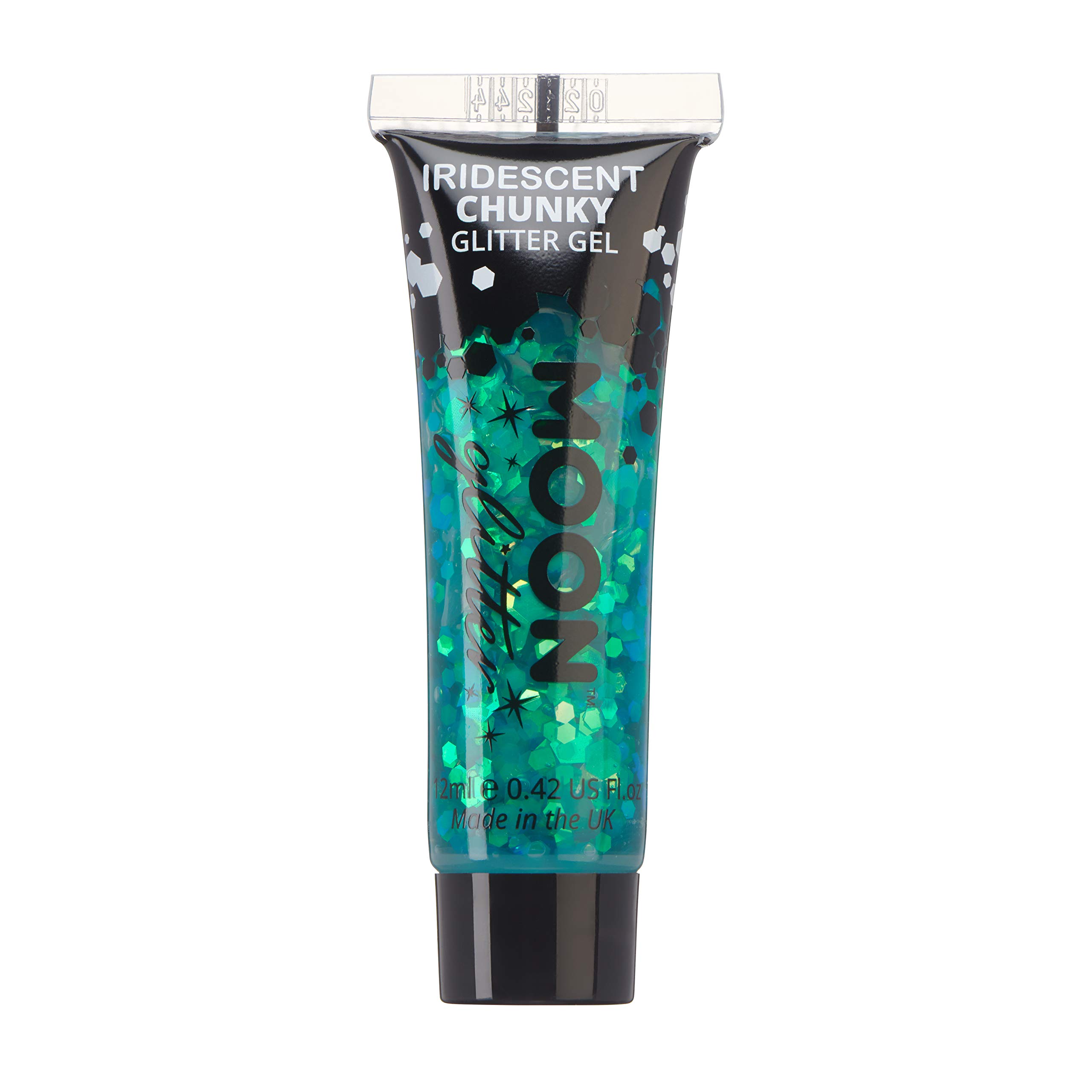 Moon Glitter Iridescent Chunky Face & Body Glitter Gel - 12ml Green Glitter Makeup for Festival, Rave, Halloween & Cosplay - Vegan & Cruelty Free