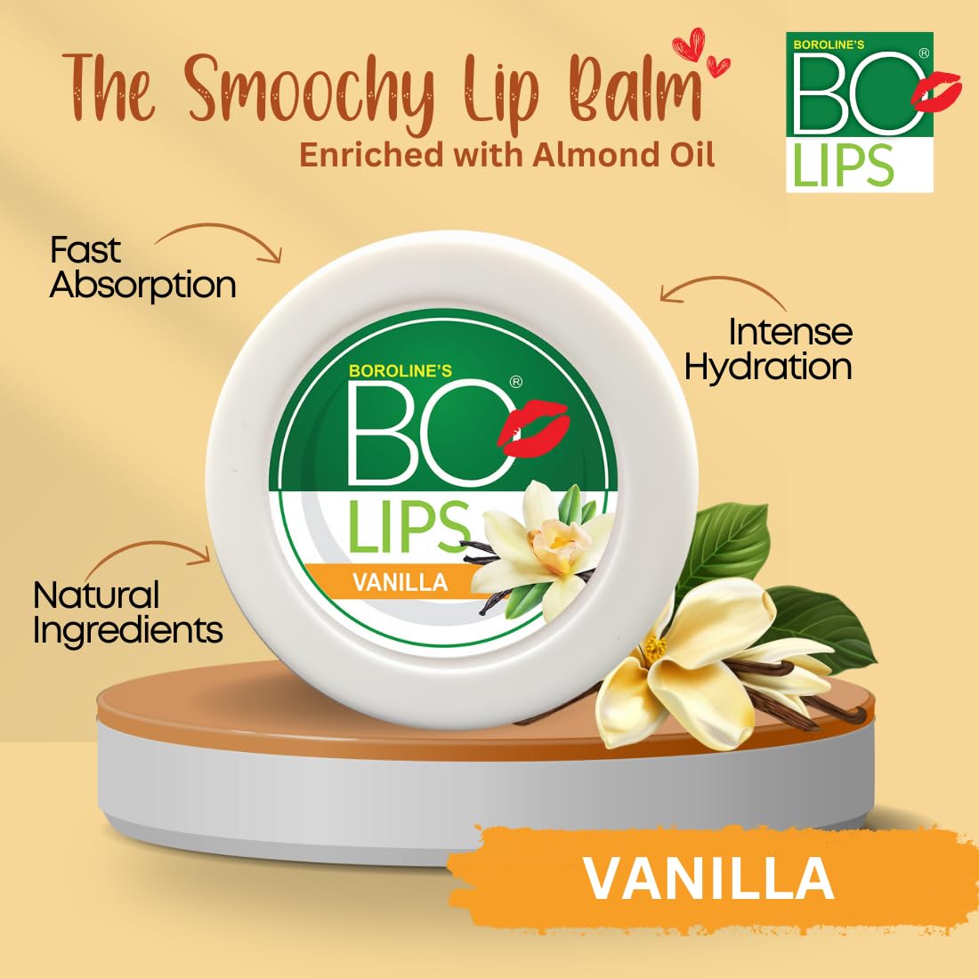 BOROLINE Bo Lips Nourishing Lip Balm - Strawberry, Vanilla & Chocolate Flavored with Natural Almond Oil - Pack of 3 for Soft Glossy Lips | Perfect for Daily Hydration, Winter Care & On-the-Go Lip Protection
