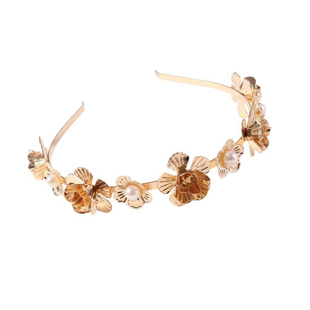 Elegant Pearl Flower Headband for Women - Vintage Retro Hair Accessories with Leaves Design - Perfect for Weddings, Parties, and Everyday Fashion