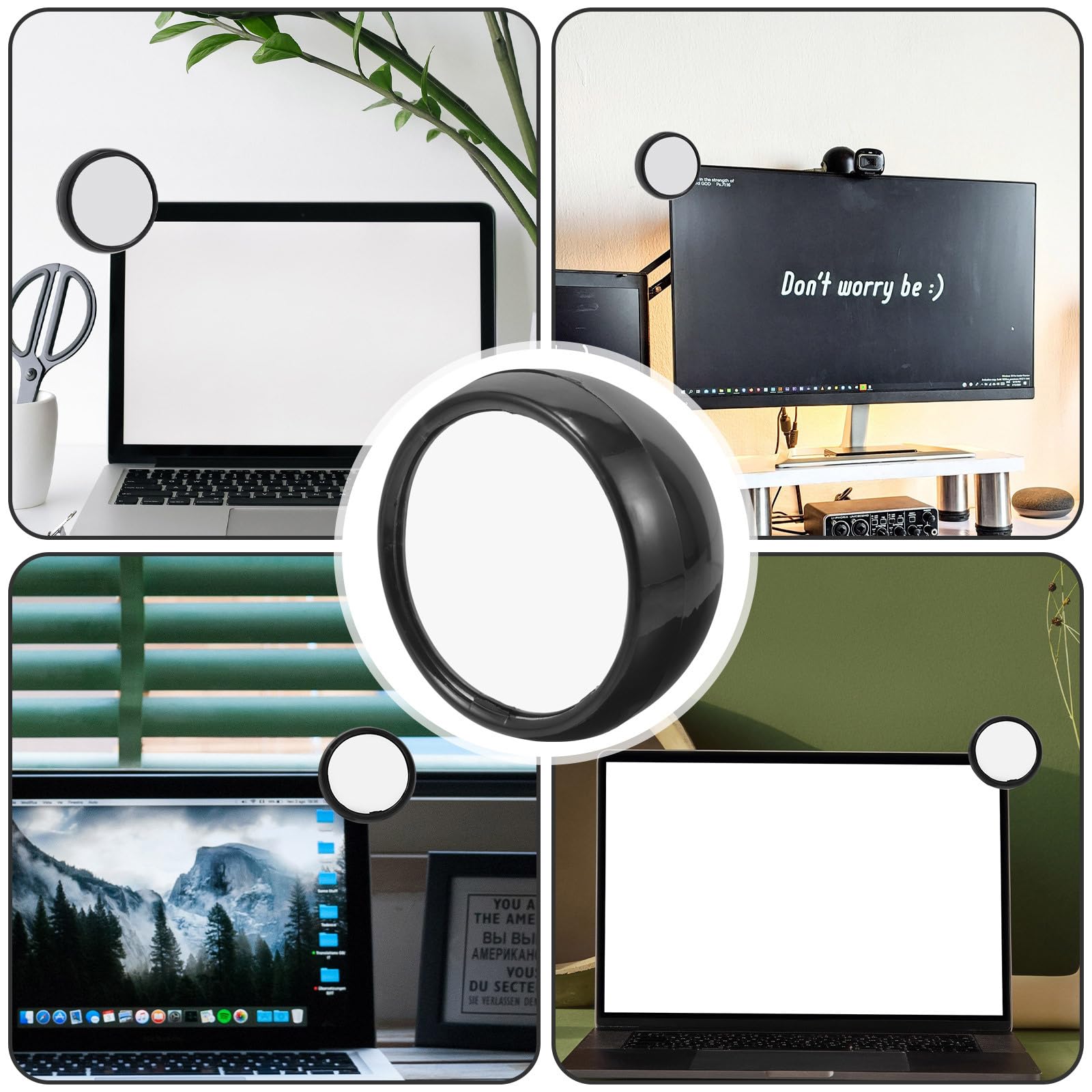 Computer Rearview Mirror - 2.95 Inch Round Convex Stick-On Monitor Mirror for Office Cubicles & Workstations | Perfect for Multi-Screen Setups & Workspace Visibility