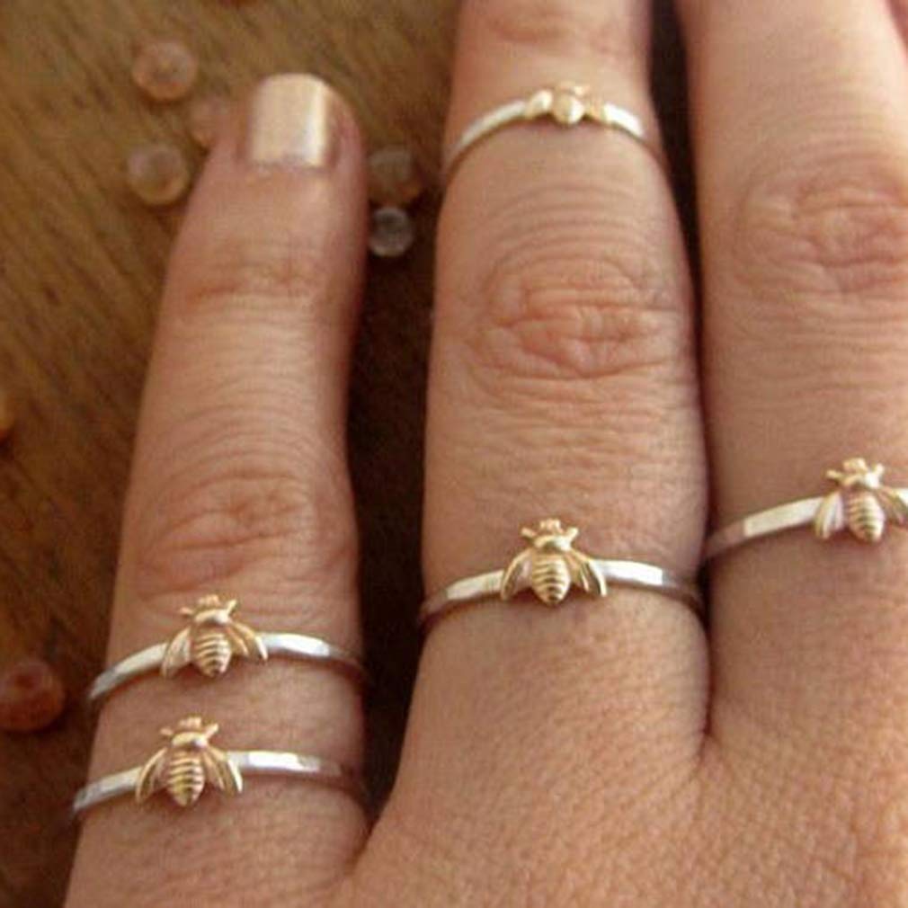Cute Gold Honey Bee Ring for Women - Wedding Band & Lucky Jewelry for Daily Wear